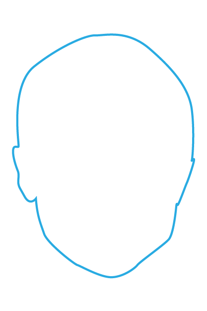 Blue outline of a human head