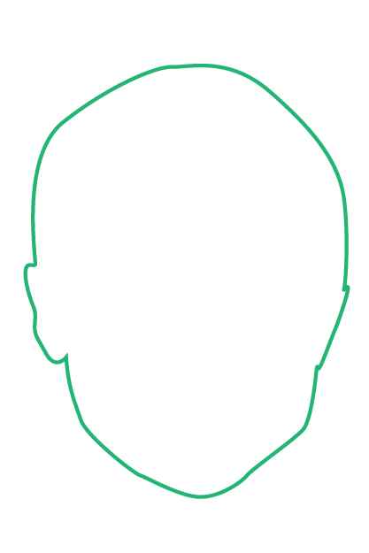 Green outline of a human head