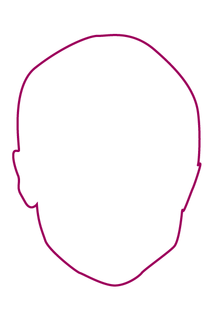 Dark pink outline of a human head